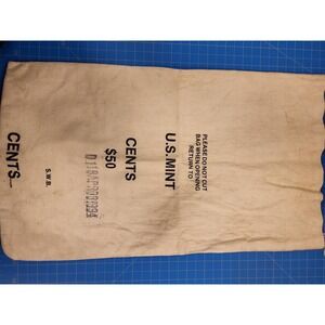 US‎ Mint Cents $50 Canvas Coin Bag Vintage Bank Money Sack Storage Collectible
